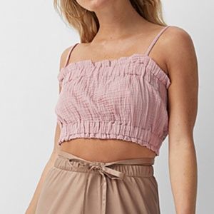 Dusty soft pink organic cotton waffled tube top cami NWT